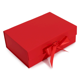 3x Plat Verpakte Cadeaubox - Groot (28.2x20.2x9.2cm) - Rood
