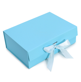 3x Plat Verpakte Cadeaubox - Groot (28.2x20.2x9.2cm) - Babyblauw
