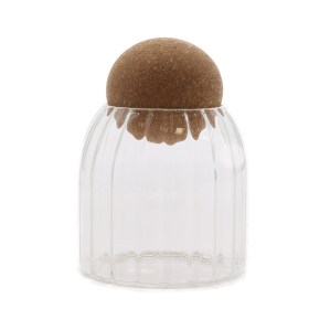 Cottage Kurkballetje Glazen Pot - Geribbeld - 10cm