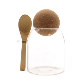 Cottage Kurkballetje Glazen Pot - Helder & Lepel - 10cm