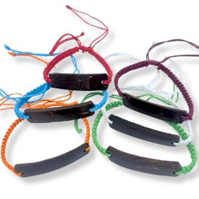 12x Handgemaakte Vriendschapsarmbanden - Onbedrukt Klaar voor Custom Kokosnoot (assortiment)