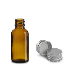 120x 30ml Amber Glazen Boston Fles met Aluminium Dop