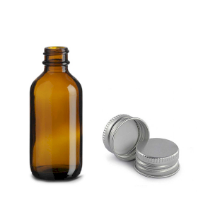 80x 60ml Amber Glazen Boston Fles met Aluminium Dop