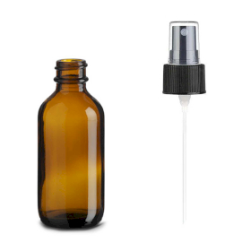 80x 60ml Amber Glazen Boston Fles met Zwarte Spraydop