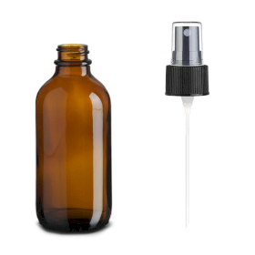 64x 120ml Amber Glazen Boston Fles met Zwarte Spraydop