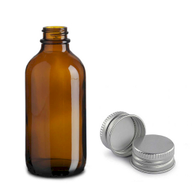 48x 230ml Amber Glazen Boston Fles met Aluminium Dop