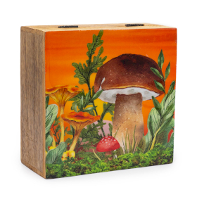Grote Vierkante Doos 15x17.5x8cm - Paddenstoel Design Kastanjebruin