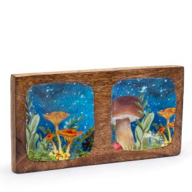 Dubbel Sieradenbakje 20x10x2.5cm - Paddenstoel Design Blauwgroen