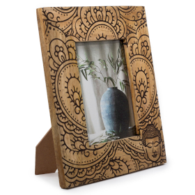 Grote Mangohouten Fotolijst (voor 13x18cm) 28x23x2cm - Boeddha - Zwart