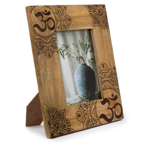 Grote Mangohouten Fotolijst (voor 13x18cm) 28x23x2cm - Mandala - Zwart