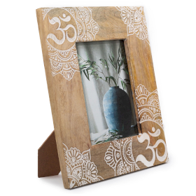 Grote Mangohouten Fotolijst (voor 13x18cm) 28x23x2cm - Mandala - Wit
