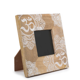 Kleine Mangohouten Fotolijst (voor 10x15cm) 20x20x2cm - Mandala - Wit