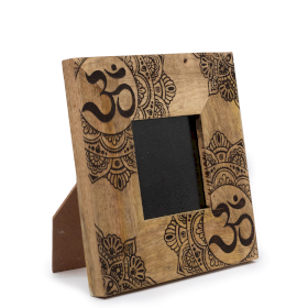 Kleine Mangohouten Fotolijst (voor 10x15cm) 20x20x2cm - Mandala - Zwart