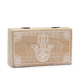 Middelgrote Vierkante Doos 17x10x4,2 cm - Hamsa Whitewash