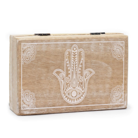 Grote Rechthoekige Doos 21,5x14x6,3 cm - Hamsa Whitewash