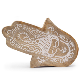 Lange Tray 30x20,5x2,5 cm - Hamsa Vorm Met Boeddha Whitewash