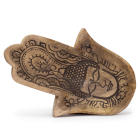 Lange Tray 30x20,5x2,5 cm - Hamsa Vorm Met Boeddha Zwart Gegraveerd