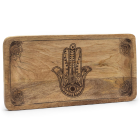Lange Tray 30x15x2,5 cm - Hamsa Design Zwart Gegraveerd