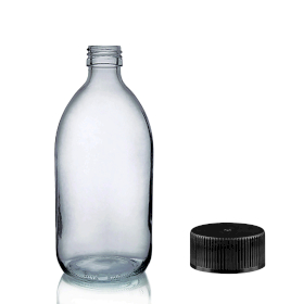 48x 250ml Gerookte Grijze Glazen Medicijnfles met Zwarte Plastic Dop
