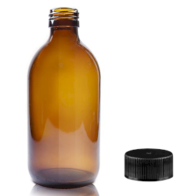 40x 300ml Amberkleurige Glazen Medicijnfles met Zwarte Plastic Dop