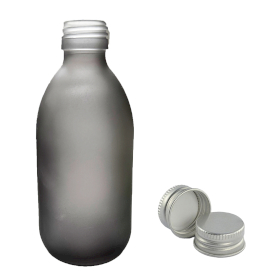 36x 300ml Grijs Mat Glazen Medicijnfles met Aluminium Dop