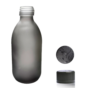 36x 300ml Grijs Mat Glazen Medicijnfles met Kindveilige Dop