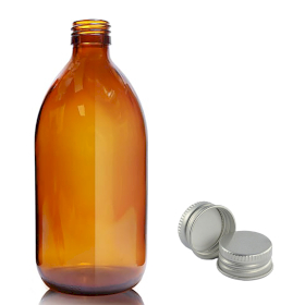 30x 500ml Amberkleurige Glazen Medicijnfles met Aluminium Dop