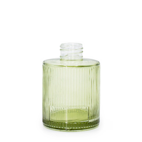 6x 150 ml Geribbelde Ronde Reed Diffuser Fles (28 mm Hals) - Rokerig Groen