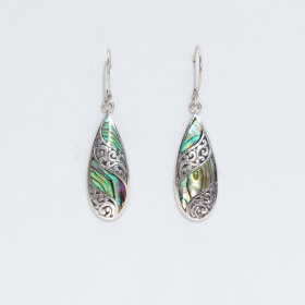 Schelp & Zilveren Oorbellen – Lange Traan – Abalone
