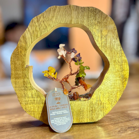 Boomtuin Edelsteen - Mango Houten Ring - Zeven Chakra - 60 steentjes