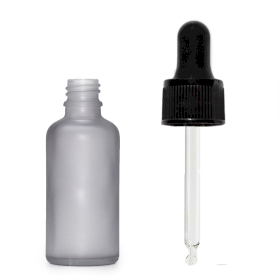 10ml Mat Grijze Glazen Druppelfles met Zwarte Pipet