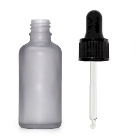 264x 50ml Mat Grijze Glazen Druppelfles met Zwarte Pipet