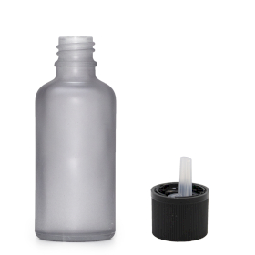 264x 50ml Mat Grijze Glazen Druppelfles met Kindveilige Druppeldop