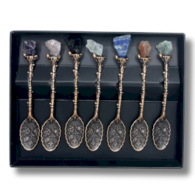 Set van 7 Bronzen Edelsteen Kristallen Hekslepels