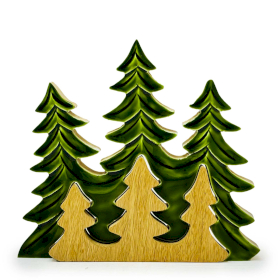 2x Lost in the Forrest - Drie Bomen 3D Houten Decoratie - 20x23cm