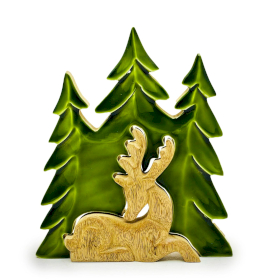 2x Lost in the Forrest - Hert in het Bos 3D Houten Decoratie - 23x20cm