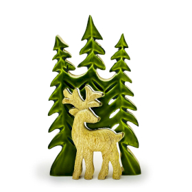 3x Lost in the Forrest - Hert in het Bos 3D Houten Decoratie - 25x15cm