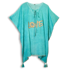 Kaftan - Turquoise & Goud Liefdesdesign
