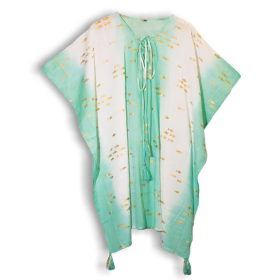 Kaftan - Wit & Turquoise & Goud Vissendesign