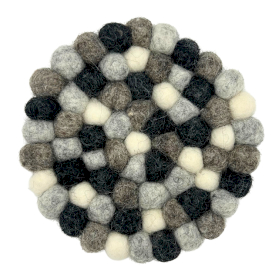 Felt Ball Ronde Onderzetters - 10cm Multi Grijstint (set van 4)