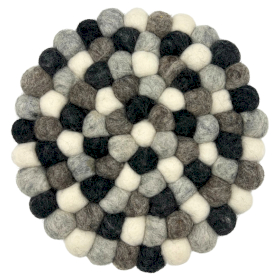 Felt Ball Ronde Placemat - 20cm Multi Grijstint