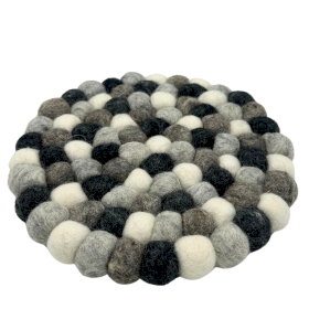 Felt Ball Ronde Placemat - 20cm Multi Grijstint