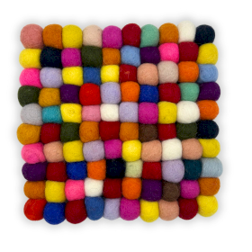 Felt Ball Vierkante Placemat - 20cm Multikleur