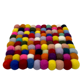Felt Ball Vierkante Placemat - 20cm Multikleur