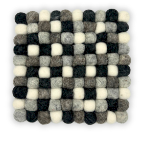 Felt Ball Vierkante Placemat - 20cm Multi Grijstint