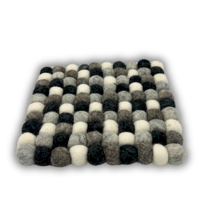 Felt Ball Vierkante Placemat - 20cm Multi Grijstint