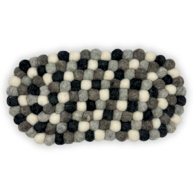 Felt Ball Ovale Middenmat - 38x18cm Multi Grijstint