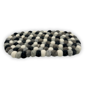 Felt Ball Ovale Middenmat - 38x18cm Multi Grijstint