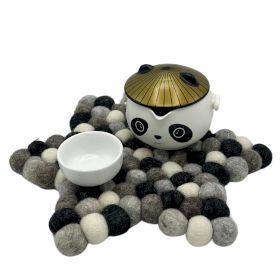 Felt Ball Stervormige Middenmat - 38x18cm Multi Grijstint