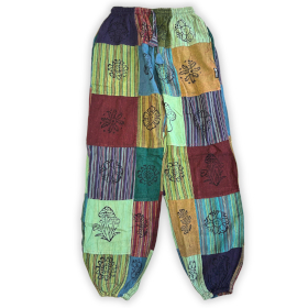 Nomad Sari - Paddestoelbroeken - Blockprint Designs - Groene Tinten (110x120cm) L/XL
